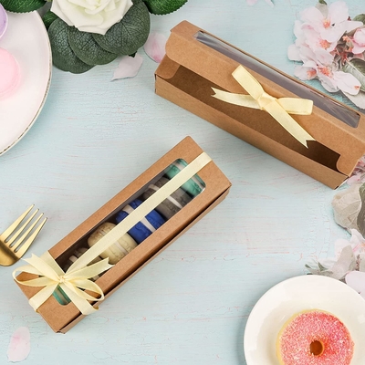 25 Pack Macaron Selection Box z przezroczystą wstążką do okien 6 Macaron