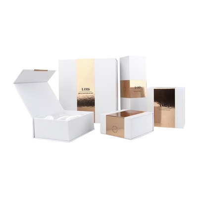 Eco Paper Cardboard Luksusowe kosmetyczne pudełko upominkowe Białe magnetyczne z logo