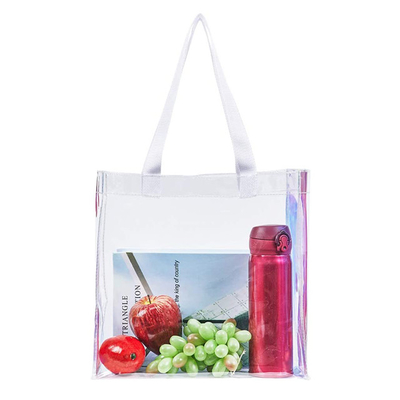 Women Travel Beach Holographic Clear Tote Torba na zakupy z PVC Wodoodporna przezroczysta