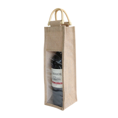 Jedna butelka wina juta Tote Bag Recyklingowy festiwal piwa z oknem PCV