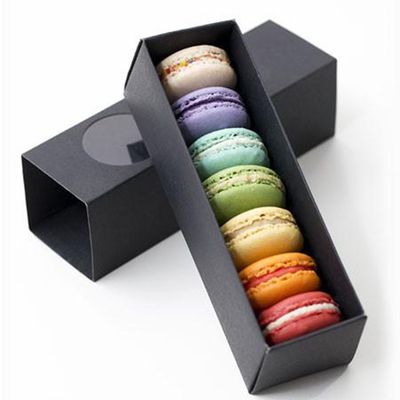 Czarne luksusowe opakowania kartonowe Pudełka na prezenty Macaron z oknem