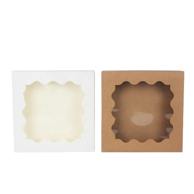Square Macaron Food Gift Contaienrs Papierowe pudełka na ciasto na ciasto z oknem