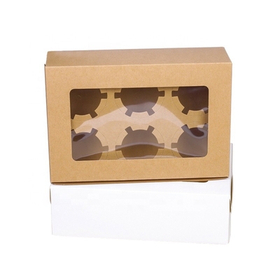 Piekarnia Custom Cake Box Mini Muffin Cupcake Boxes 6 otworów z oknem