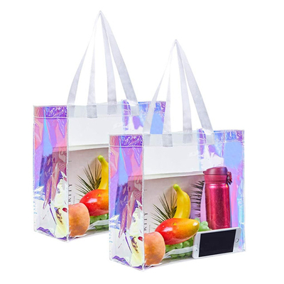 dobra cena Women Travel Beach Holographic Clear Tote Torba na zakupy z PVC Wodoodporna przezroczysta w Internecie