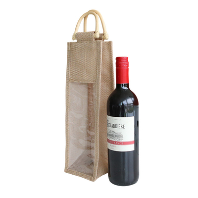 dobra cena Jedna butelka wina juta Tote Bag Recyklingowy festiwal piwa z oknem PCV w Internecie